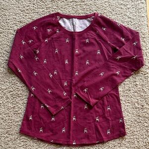 Justice Burgundy Long Sleeve Tee with Small Animal Print